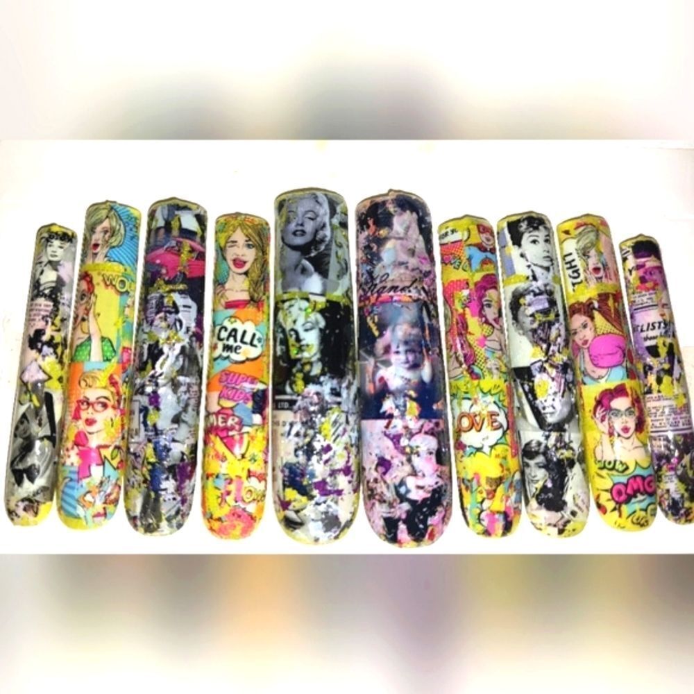 Hand crafted custom 10pc xxl long acrylic press on nails sz large For Adults